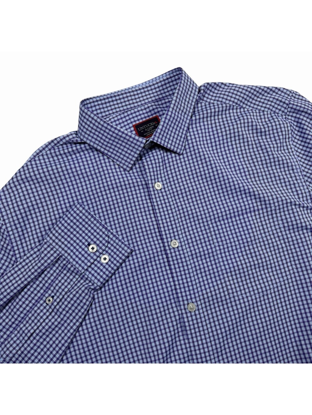 UNTUCKit Men's X-Large Slim Fit Gingham Plaid Long Sleeve Button Down Shirt